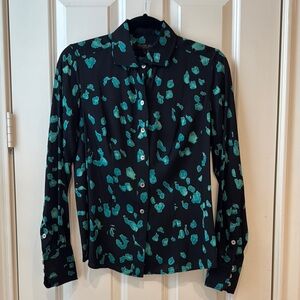 RACHEL Rachel Roy Black Notched Collar Button Down Shirt